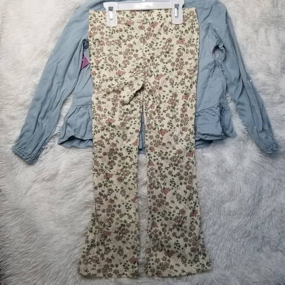 Nanette Kids 2 piece set -  Long Sleeve Top with Flair Floral Pants, 6X - Picture 3 of 3